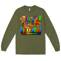Army Green it's ok to be different autism awareness Long Sleeve Tee - FaDigitalArtStudio