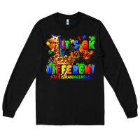 Black it's ok to be different autism awareness Long Sleeve Tee - FaDigitalArtStudio