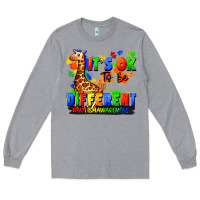 Heather Grey it's ok to be different autism awareness Long Sleeve Tee - FaDigitalArtStudio