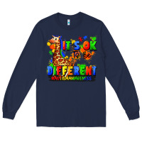 Navy it's ok to be different autism awareness Long Sleeve Tee - FaDigitalArtStudio