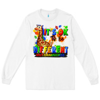 White it's ok to be different autism awareness Long Sleeve Tee - FaDigitalArtStudio