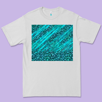 Blue Glitter With Leopard Pattern Premium Tee Designed By Tumblerdesignbyshophia