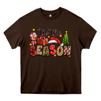 Chocolate Brown tis the season christmas Heavy Core Tee - texasbilliewilder