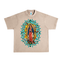 French Oak Our Lady Of Guadalupe Gemstone Sunflowers Urban Heavy Tee - FaDigitalArtStudio