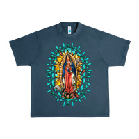 Midnight Navy Our Lady Of Guadalupe Gemstone Sunflowers Urban Heavy Tee - FaDigitalArtStudio