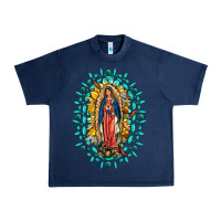 Navy Our Lady Of Guadalupe Gemstone Sunflowers Urban Heavy Tee - FaDigitalArtStudio