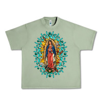 Oil Green Our Lady Of Guadalupe Gemstone Sunflowers Urban Heavy Tee - FaDigitalArtStudio