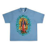 Pebble Blue Our Lady Of Guadalupe Gemstone Sunflowers Urban Heavy Tee - FaDigitalArtStudio