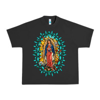 Pigment Black Our Lady Of Guadalupe Gemstone Sunflowers Urban Heavy Tee - FaDigitalArtStudio