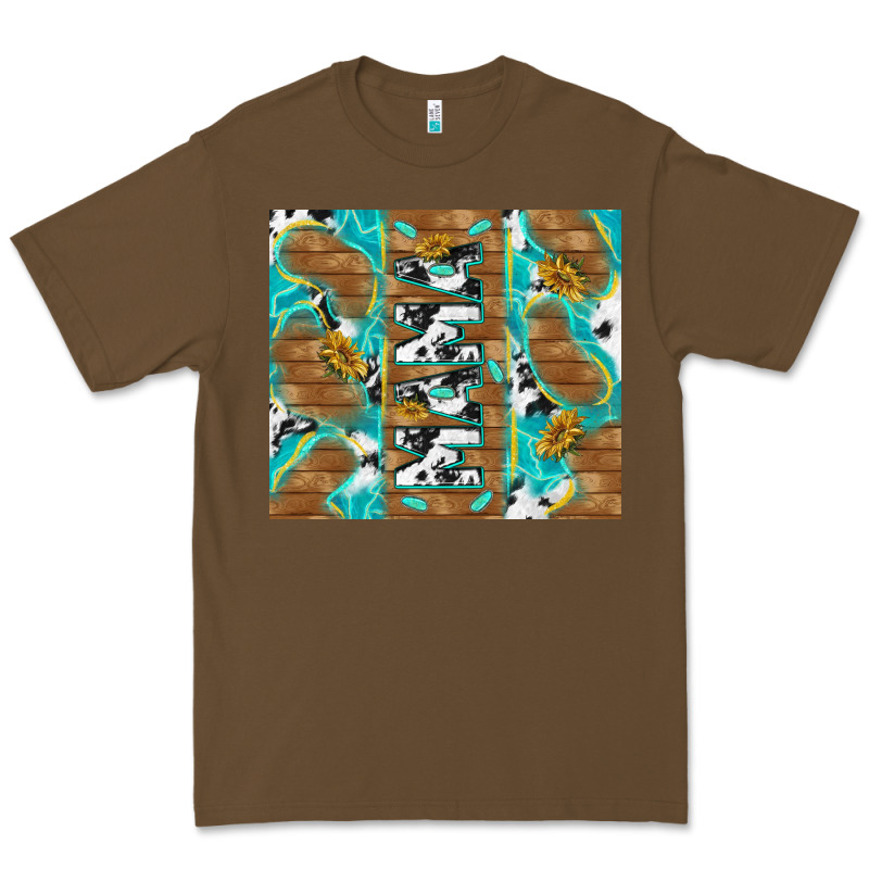 Cowhide Mama With Rustic Teal Wood Premium Tee by TumblerDesignByShophia | Teevron