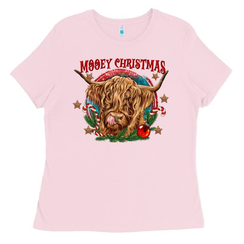 Mooey Christmas Ladies Tee by CowGirlArtShop | Teevron
