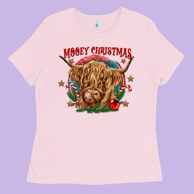 Mooey Christmas Ladies Tee Designed By Cowgirlartshop