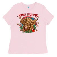 Bubblegum Pink mooey christmas Ladies Tee - CowGirlArtShop
