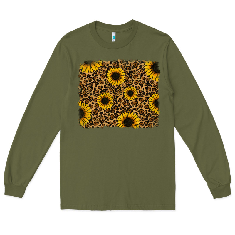 Leopard Sunflowers Background Long Sleeve Tee by RanaPortraitStore | Teevron