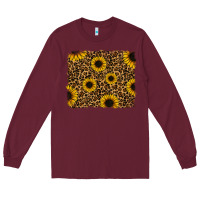 Burgundy leopard sunflowers background Long Sleeve Tee - RanaPortraitStore