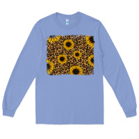 Colony Blue leopard sunflowers background Long Sleeve Tee - RanaPortraitStore