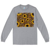 Heather Grey leopard sunflowers background Long Sleeve Tee - RanaPortraitStore