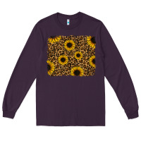 Plum leopard sunflowers background Long Sleeve Tee - RanaPortraitStore