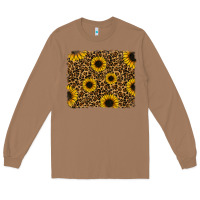 Toasted Coconut leopard sunflowers background Long Sleeve Tee - RanaPortraitStore