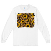 White leopard sunflowers background Long Sleeve Tee - RanaPortraitStore