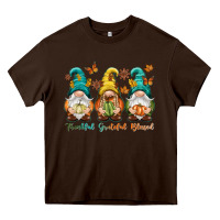Chocolate Brown Thankful grateful blessed Heavy Core Tee - NancyCooperArtShop