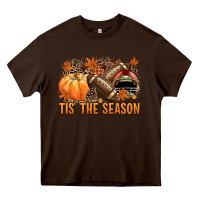 Chocolate Brown Tis' the season American Football Heavy Core Tee - NancyCooperArtShop