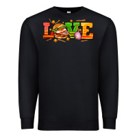 Black love with hamburger Premium Sweatshirt - AdoDesignShop