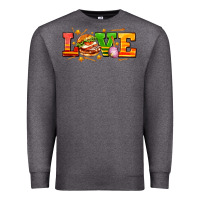 Charcoal Heather love with hamburger Premium Sweatshirt - AdoDesignShop