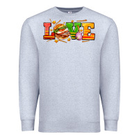 Heather Grey love with hamburger Premium Sweatshirt - AdoDesignShop