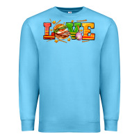 Ocean Blue love with hamburger Premium Sweatshirt - AdoDesignShop