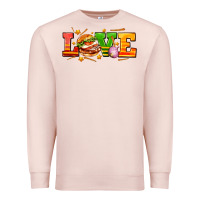 Pale Pink love with hamburger Premium Sweatshirt - AdoDesignShop