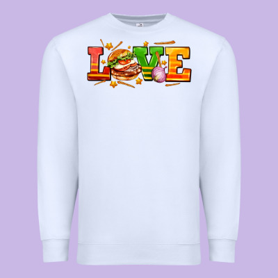 Love With Hamburger Premium Sweatshirt Designed By Adodesignshop