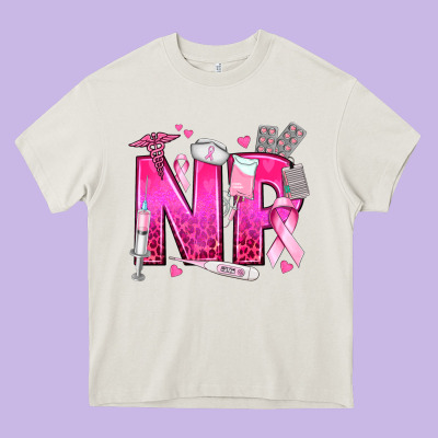 Breast Cancer Np Nurse Practitioner Heavy Core Tee Designed By Texasbilliewilder