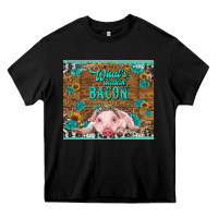 Black whats shakin bacon baby pig Heavy Core Tee - RanaPortraitStore