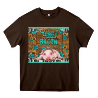 Chocolate Brown whats shakin bacon baby pig Heavy Core Tee - RanaPortraitStore