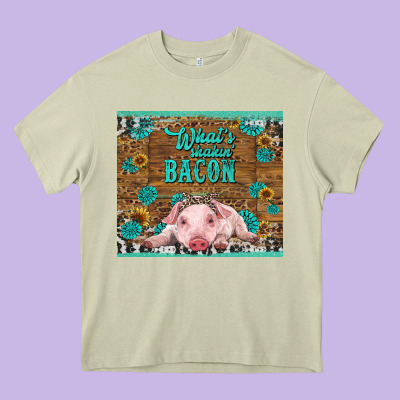 Whats Shakin Bacon Baby Pig Heavy Core Tee Designed By Ranaportraitstore