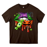 Chocolate Brown Halloween lips Heavy Core Tee - NancyCooperArtShop