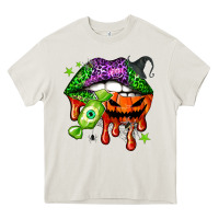 Cream Halloween lips Heavy Core Tee - NancyCooperArtShop