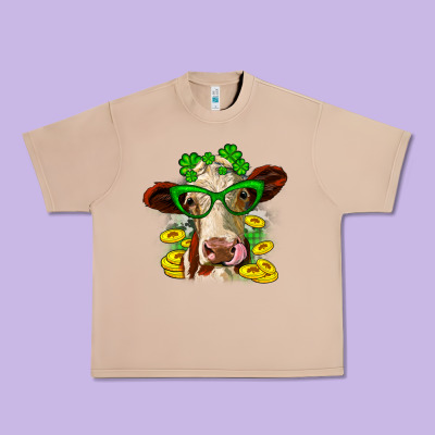 St. Patrick's Day Cow Urban Heavy Tee Designed By Oliviacreatesart