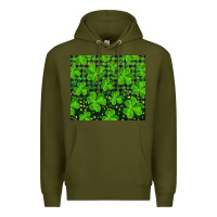 Army Green Saint Patricks Day Shamrock And Plaid Premium Hoodie - RanaPortraitStore
