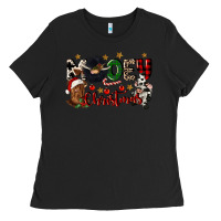 Black mooey christmas Ladies Tee - CowGirlArtShop