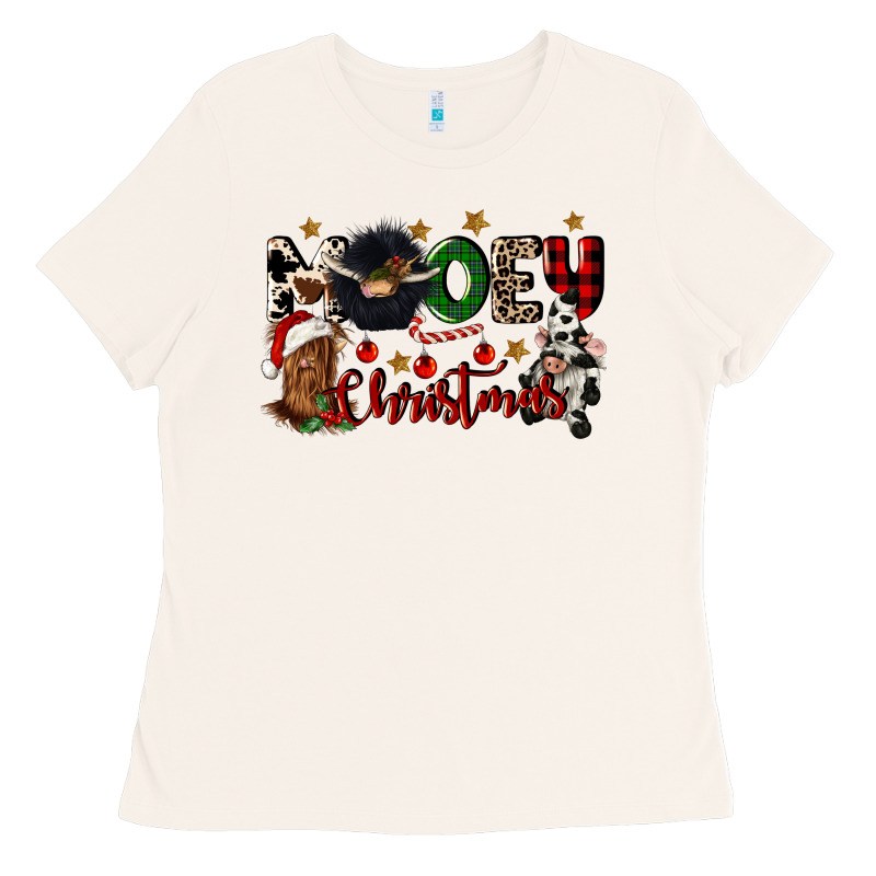 Mooey Christmas Ladies Tee by CowGirlArtShop | Teevron