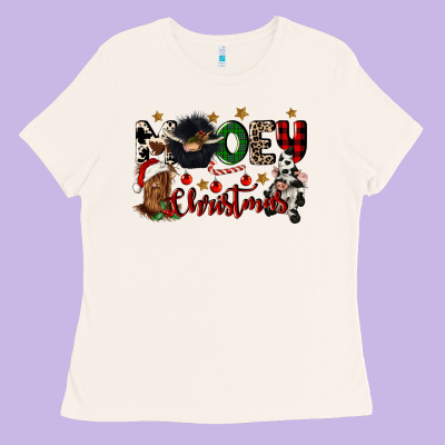 Mooey Christmas Ladies Tee Designed By Cowgirlartshop