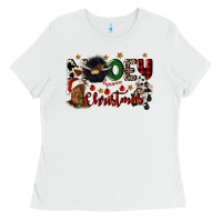 White mooey christmas Ladies Tee - CowGirlArtShop