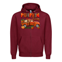 Burgundy pumpkin farm truck Zipper Hoodie - AdoDesignShop