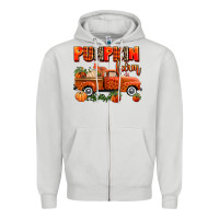 Dove Grey pumpkin farm truck Zipper Hoodie - AdoDesignShop