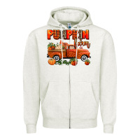 Oatmeal Heather pumpkin farm truck Zipper Hoodie - AdoDesignShop