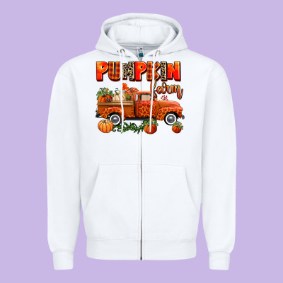 Pumpkin Farm Truck Zipper Hoodie Designed By Adodesignshop