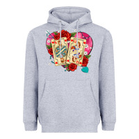 Heather Grey playing cards roses and pearls Heavyweight Hoodie - AdoDesignShop