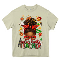 Mossy santa's favorite teacher afro messy bun Heavy Core Tee - texasbilliewilder